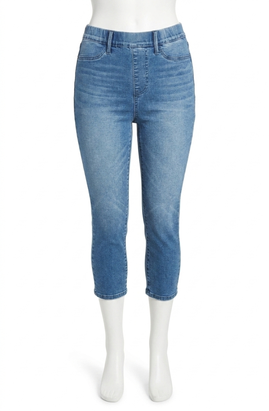 NEW JUDY BLUE high waist cool denim pull on capris pants in blue